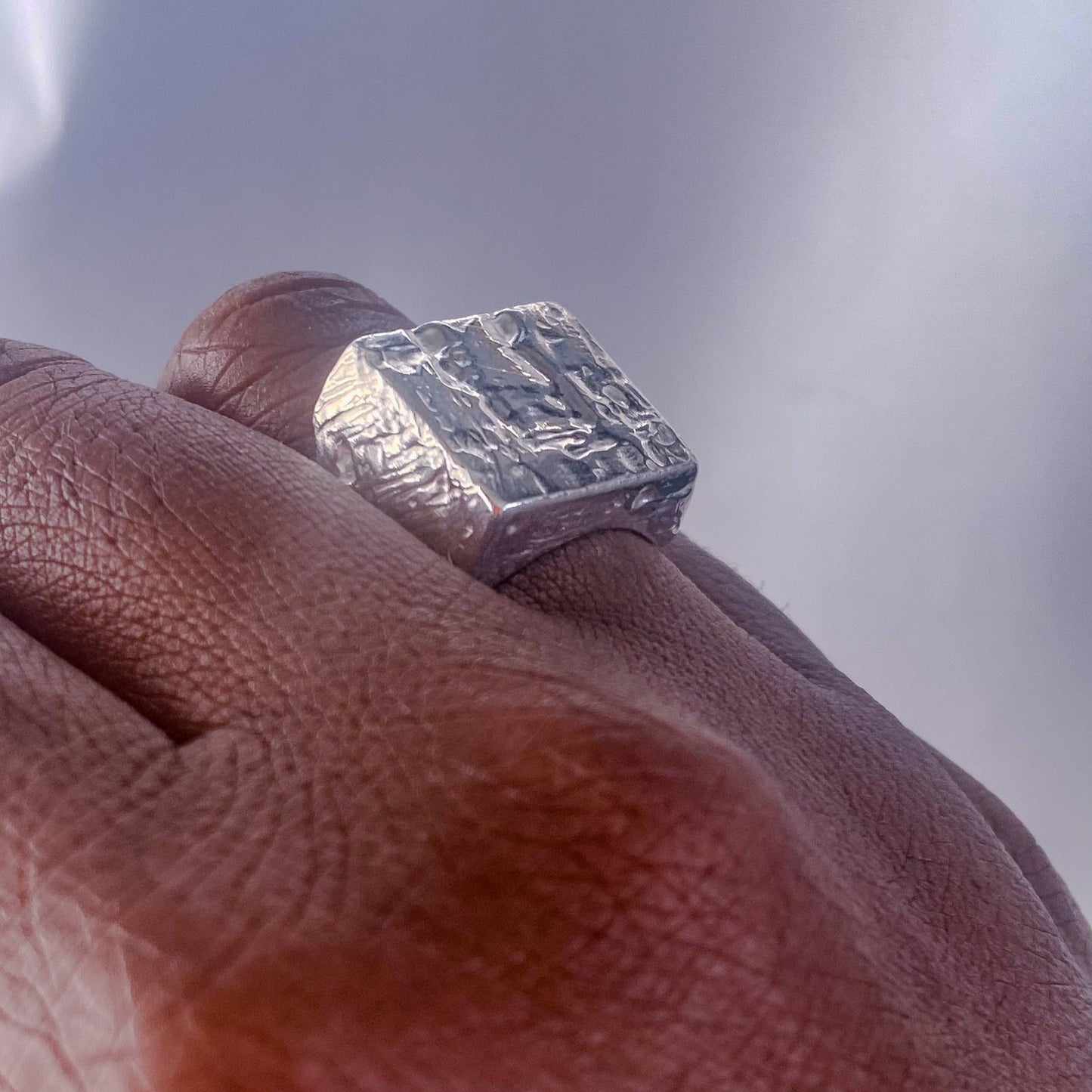 Textured signer ring in gold and silver by Moca Jewellery with free shipping