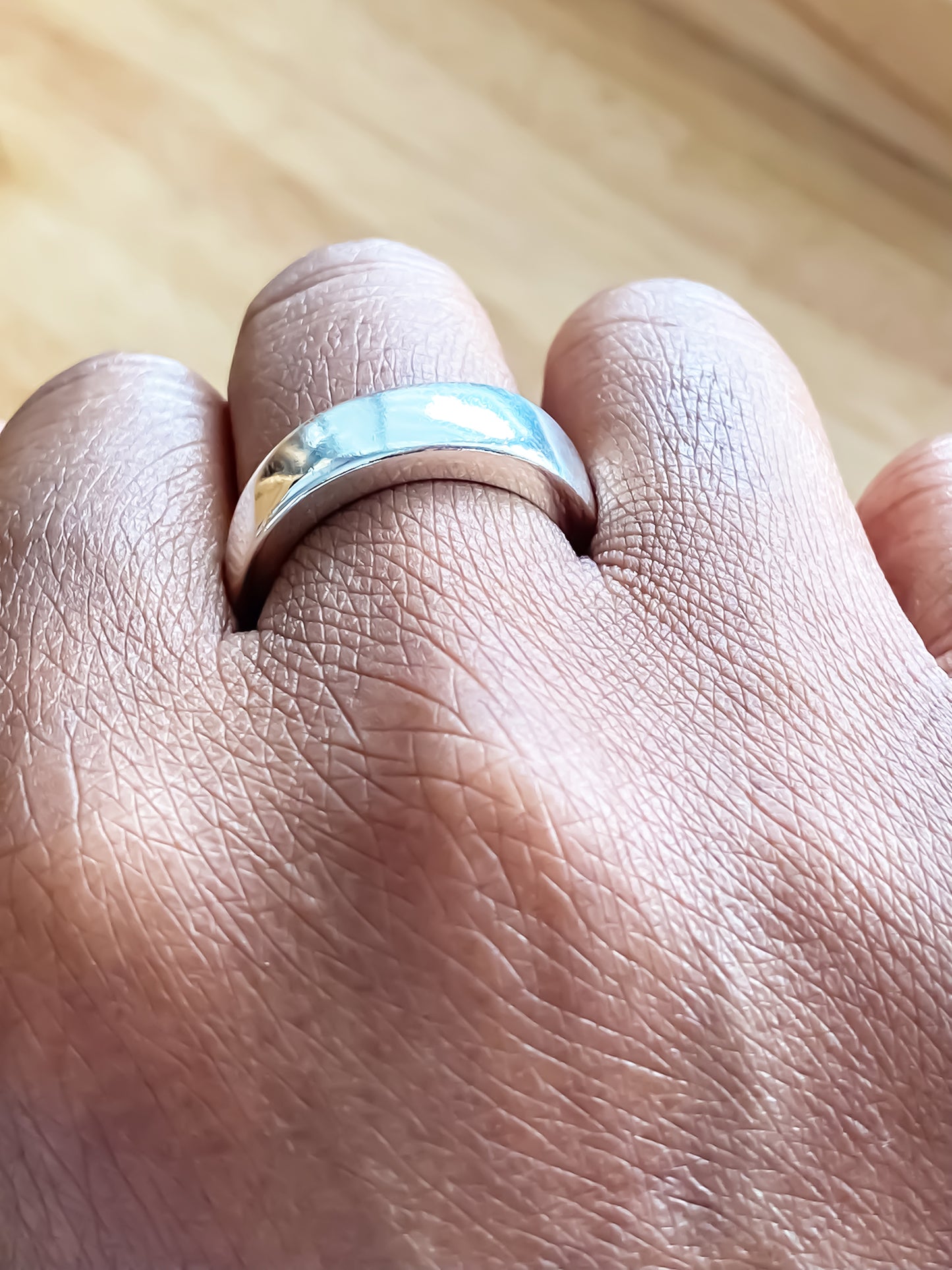 Two Thickems Band Rings worn stacked on hand - statement bold gold or silver free shipping