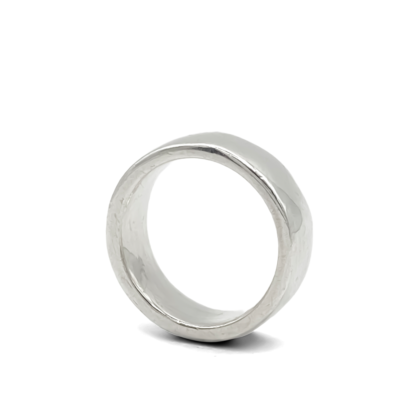 Angled shot of shiny Wide Band Ring - unisex, subtle wedding band bold gold or silver free shipping