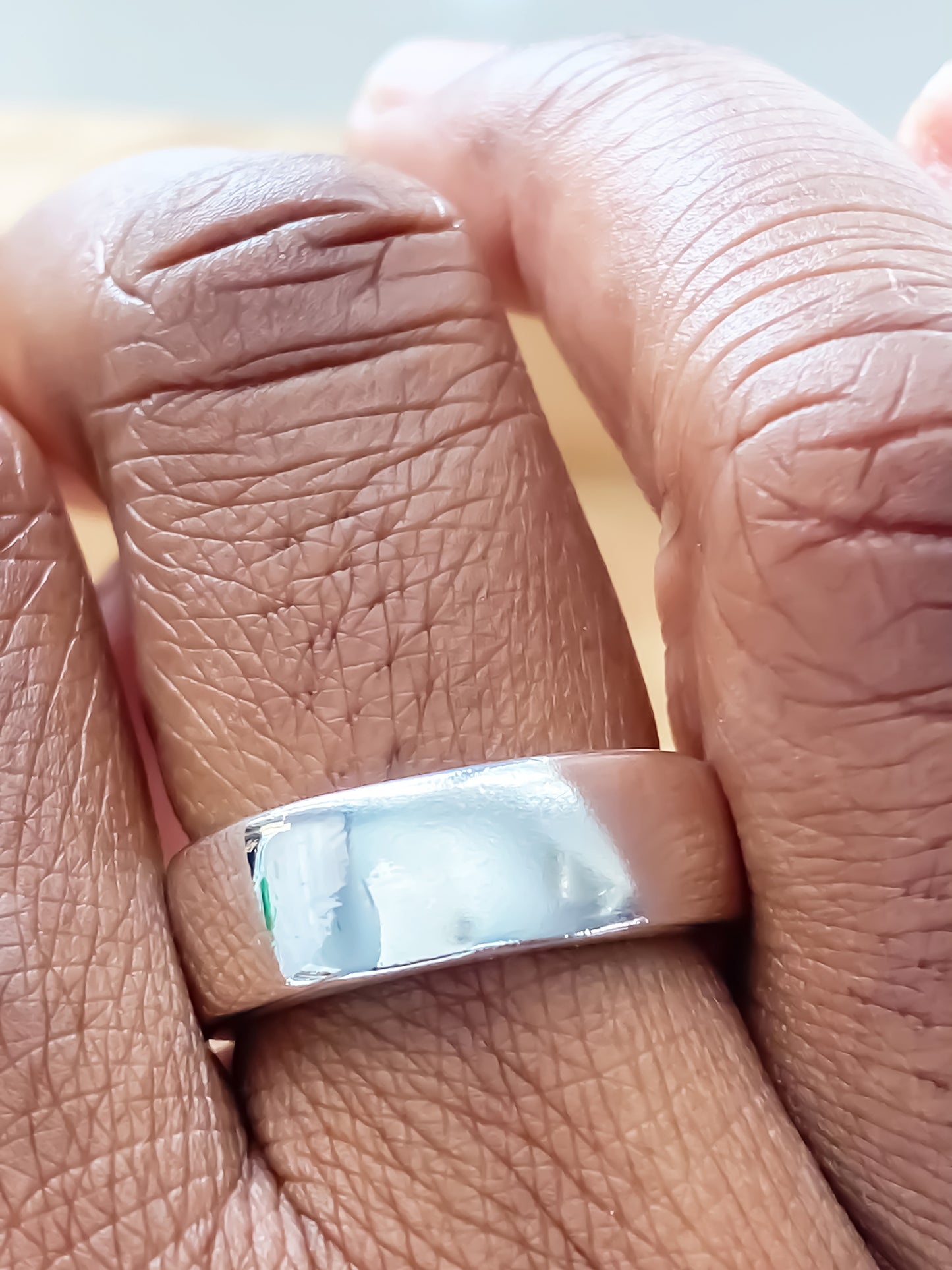 Unisex shiny Wide Band Ring - unisex, subtle wedding band bold gold or silver free shipping