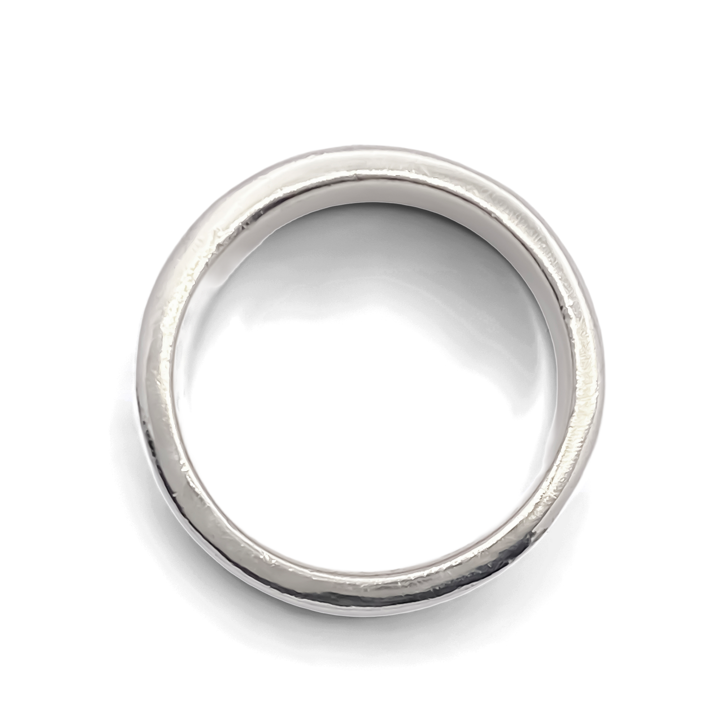 Straight-on view of Wide Band Ring against white background - unisex, subtle wedding band bold gold or silver free shipping