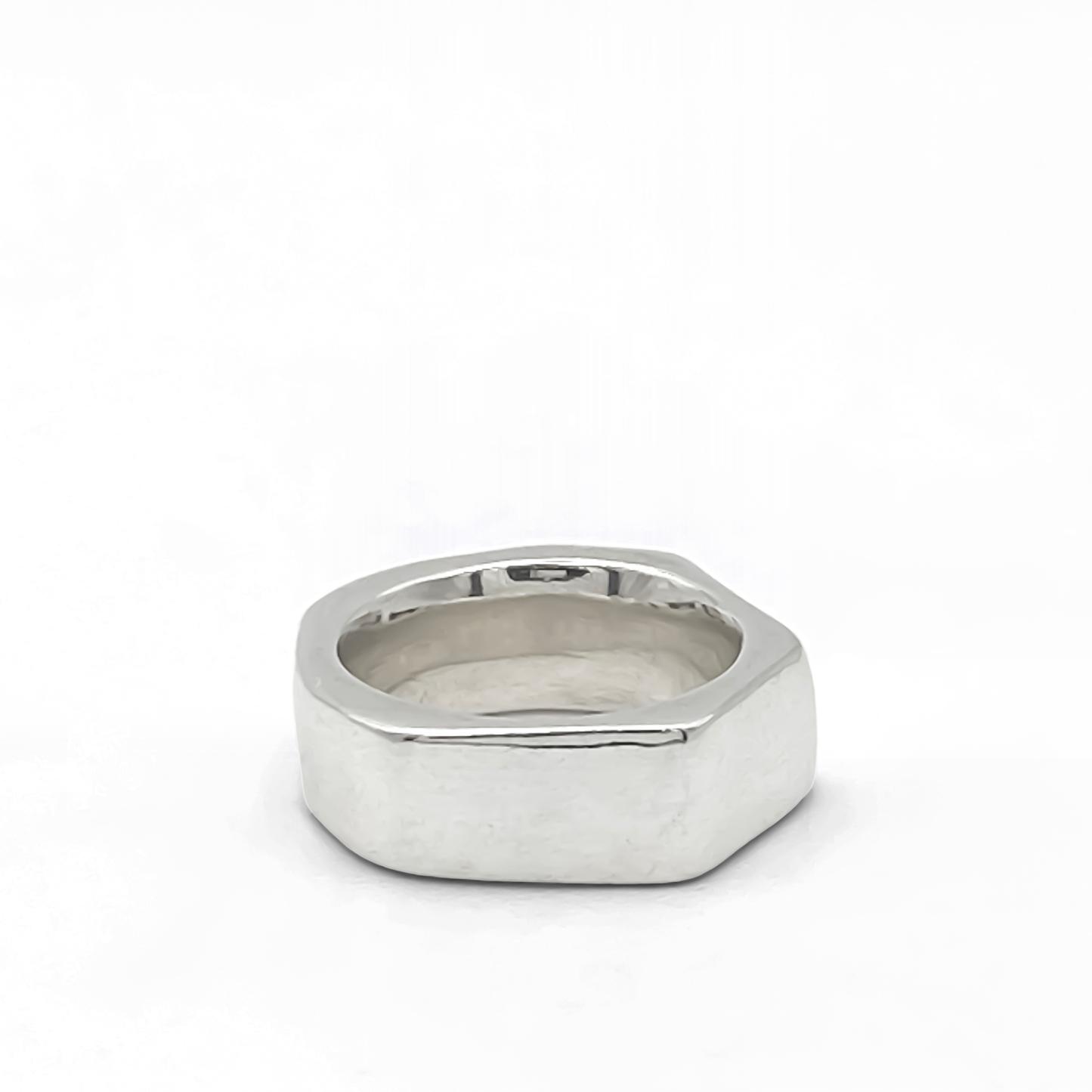 Wonky Nut Ring softly shadowed on white background - playfully unique elegant gold or silver free shipping