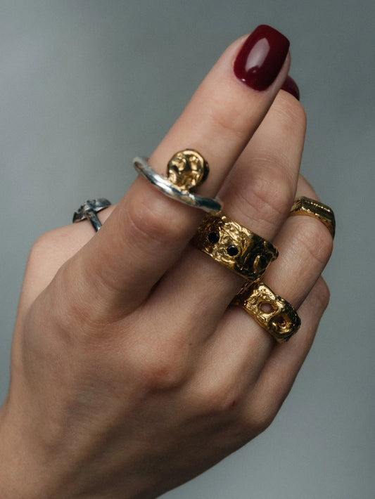 Handcrafted Circle Accent Ring in Patina, artisan jewelry, elegant design