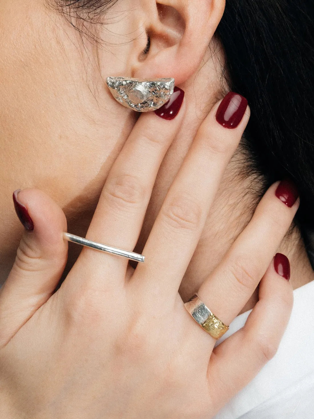 Bar Ring designer ring in 18ct Gold Vermeil, premium quality, side view