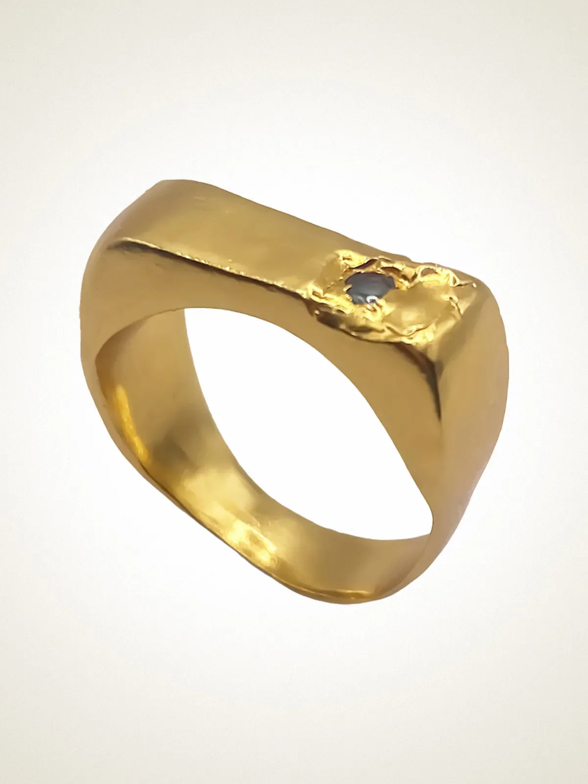 Handmade Grace Bow Gem Ring luxury 18ct Gold Vermeil finish, polished finish, full view