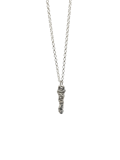Studio shot Brand Pendant worn by model in soft light - textured, square happy buddha, oxidised organic texture gold or silver free shipping