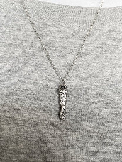 Brand Pendant worn by model in soft light - textured, square happy buddha, oxidised organic texture gold or silver free shipping