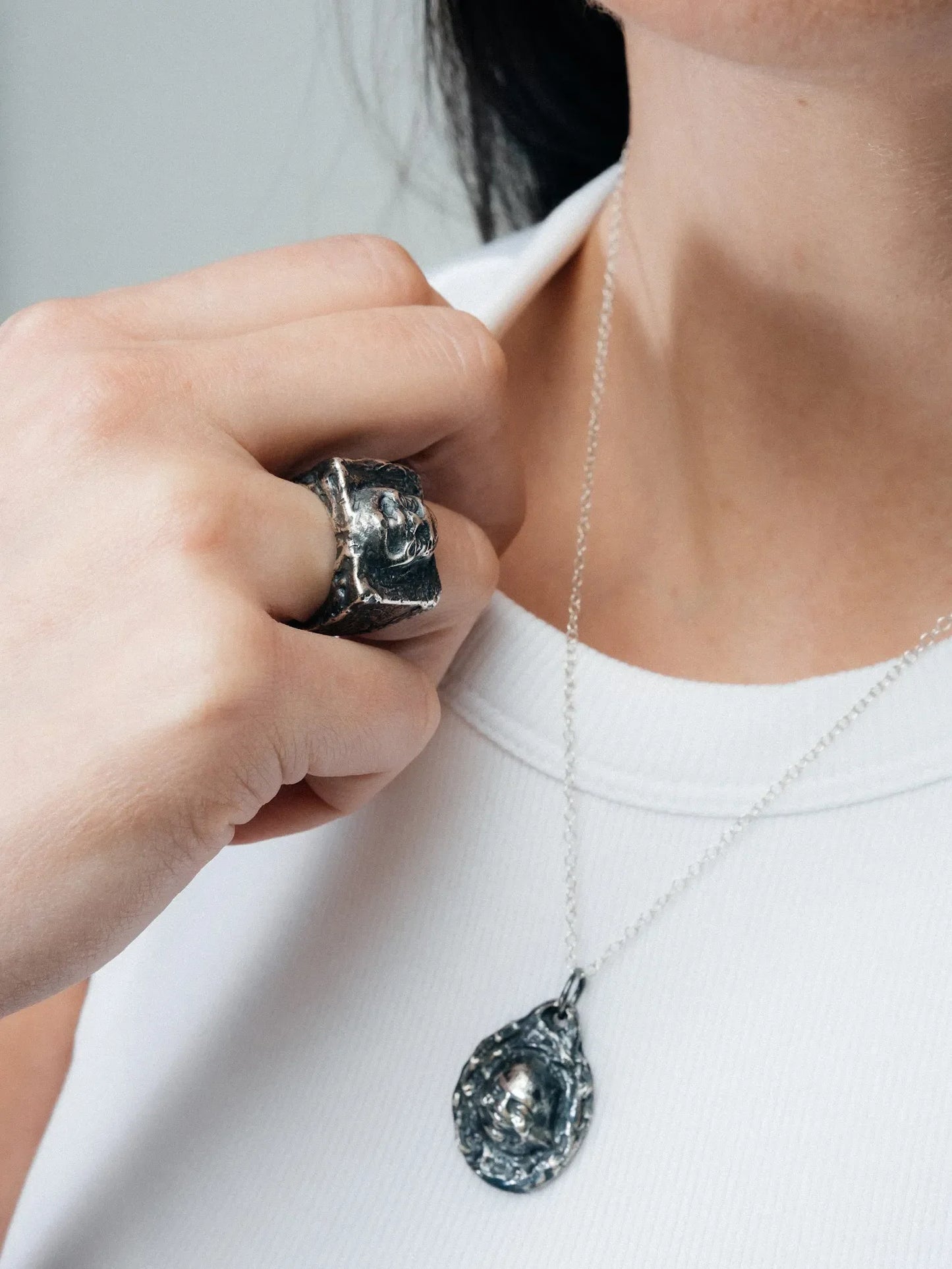 Handmade Buddha Signet Ring luxury Patina finish, refined style, full view