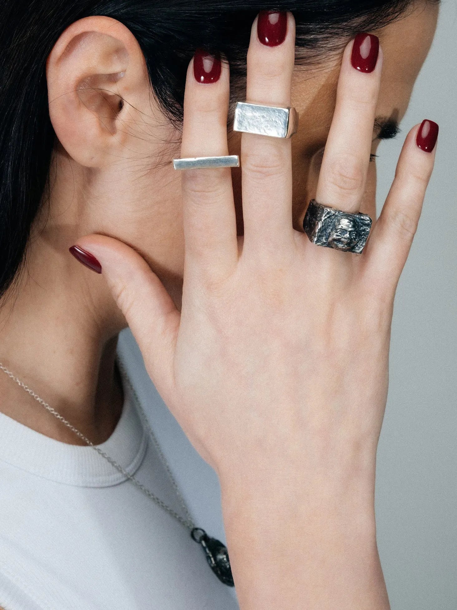 Artisan Flat Ring in premium Sterling silver, refined finish, angle view