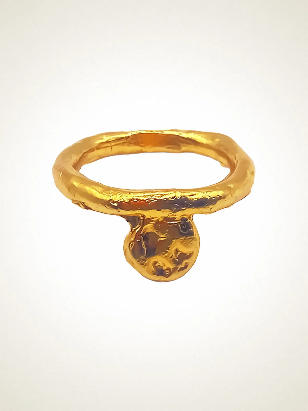 Handmade Circle Accent Ring luxury jewelry, 18ct Gold Vermeil, luxurious look, front view