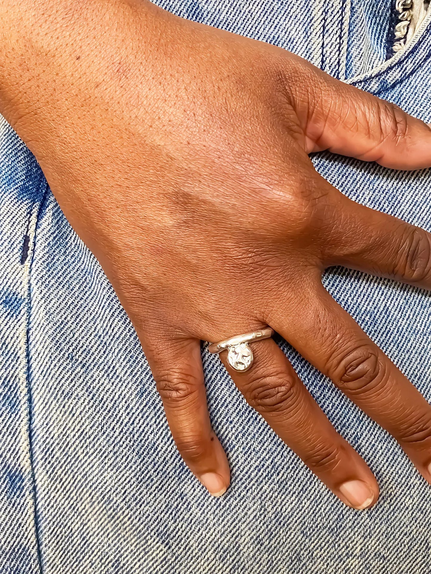 Artisan Circle Accent Ring in premium 18ct Gold Vermeil, refined finish, angle view