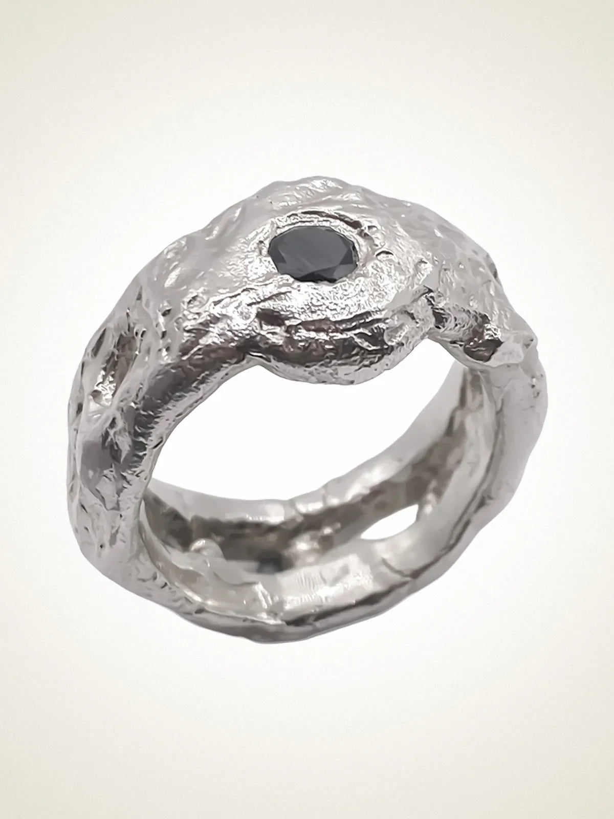 Handmade Eclipse Cutout Gem Ring luxury 18ct Gold Vermeil finish, polished finish, full view