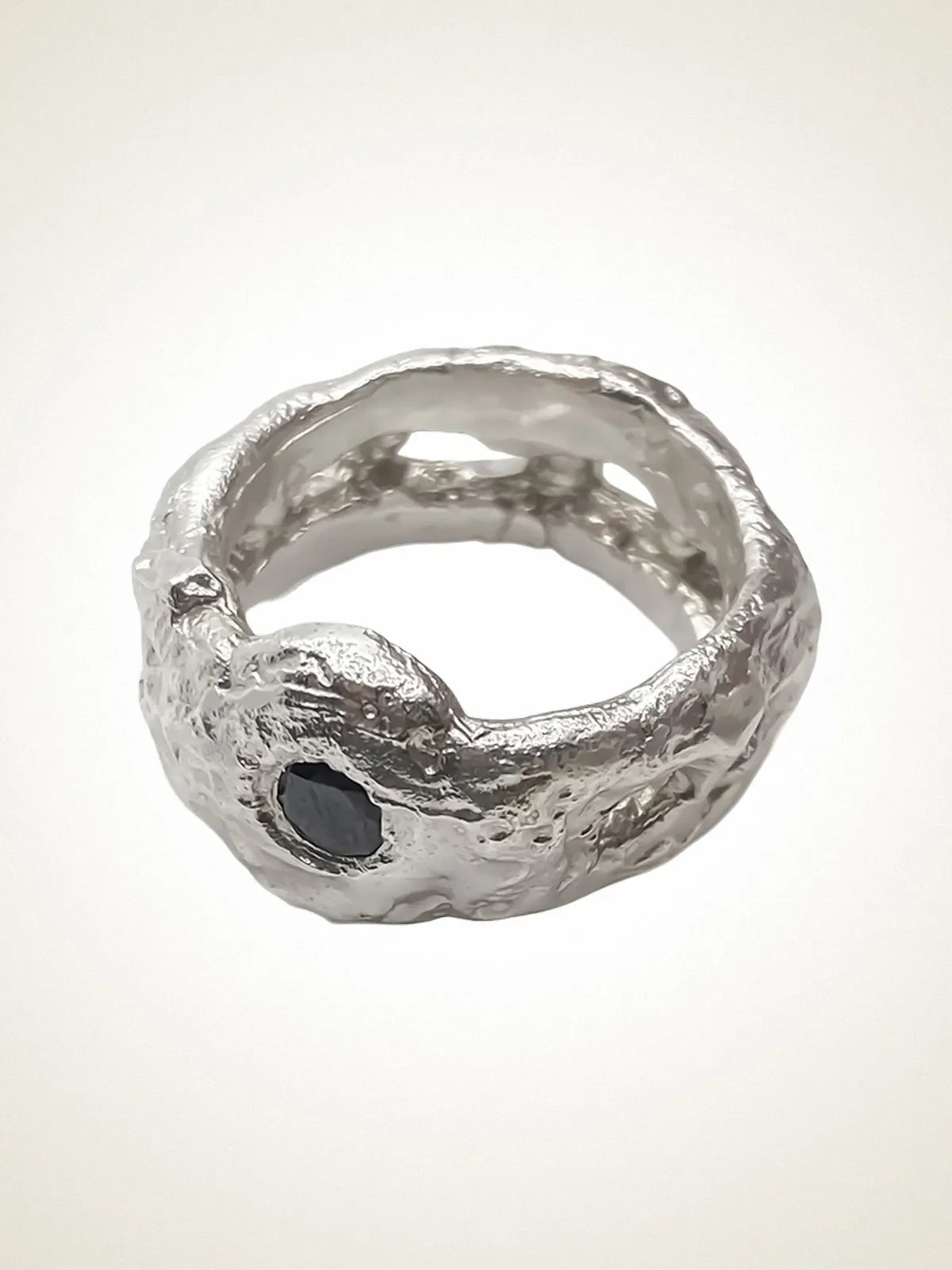 Handcrafted Eclipse Cutout Gem Ring in premium metal, artisan jewelry, elegant design, detailed view