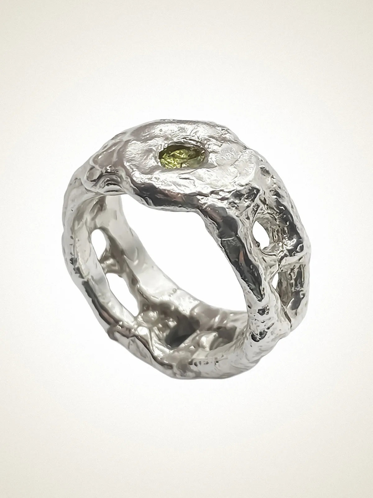 Artisan Eclipse Cutout Gem Ring in premium 18ct Gold Vermeil, refined finish, angle view