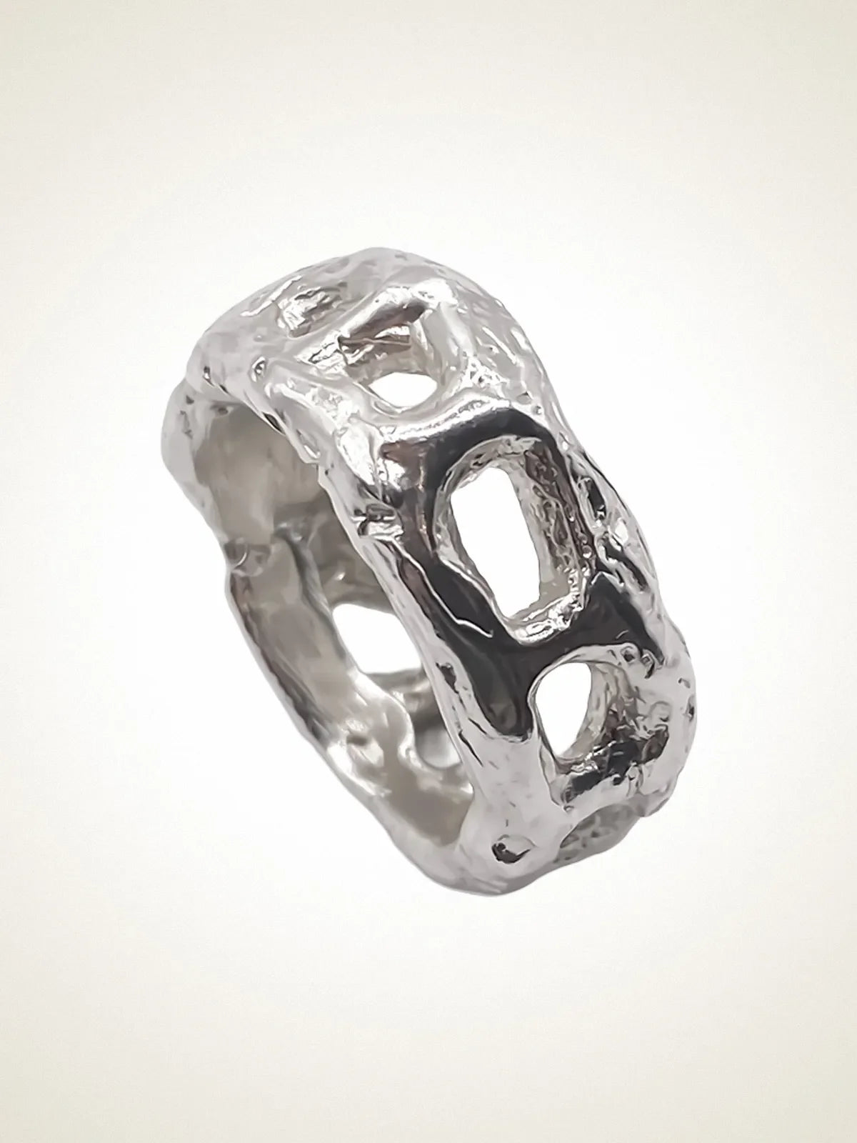 Handcrafted Eclipse Cutout Ring premium Sterling silver jewelry, graceful design, product shot