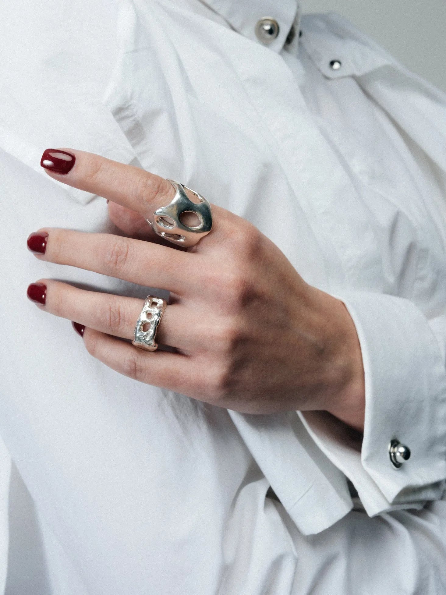 Eclipse Cutout Gem Ring artisan crafted ring in Sterling silver, timeless style, lifestyle shot