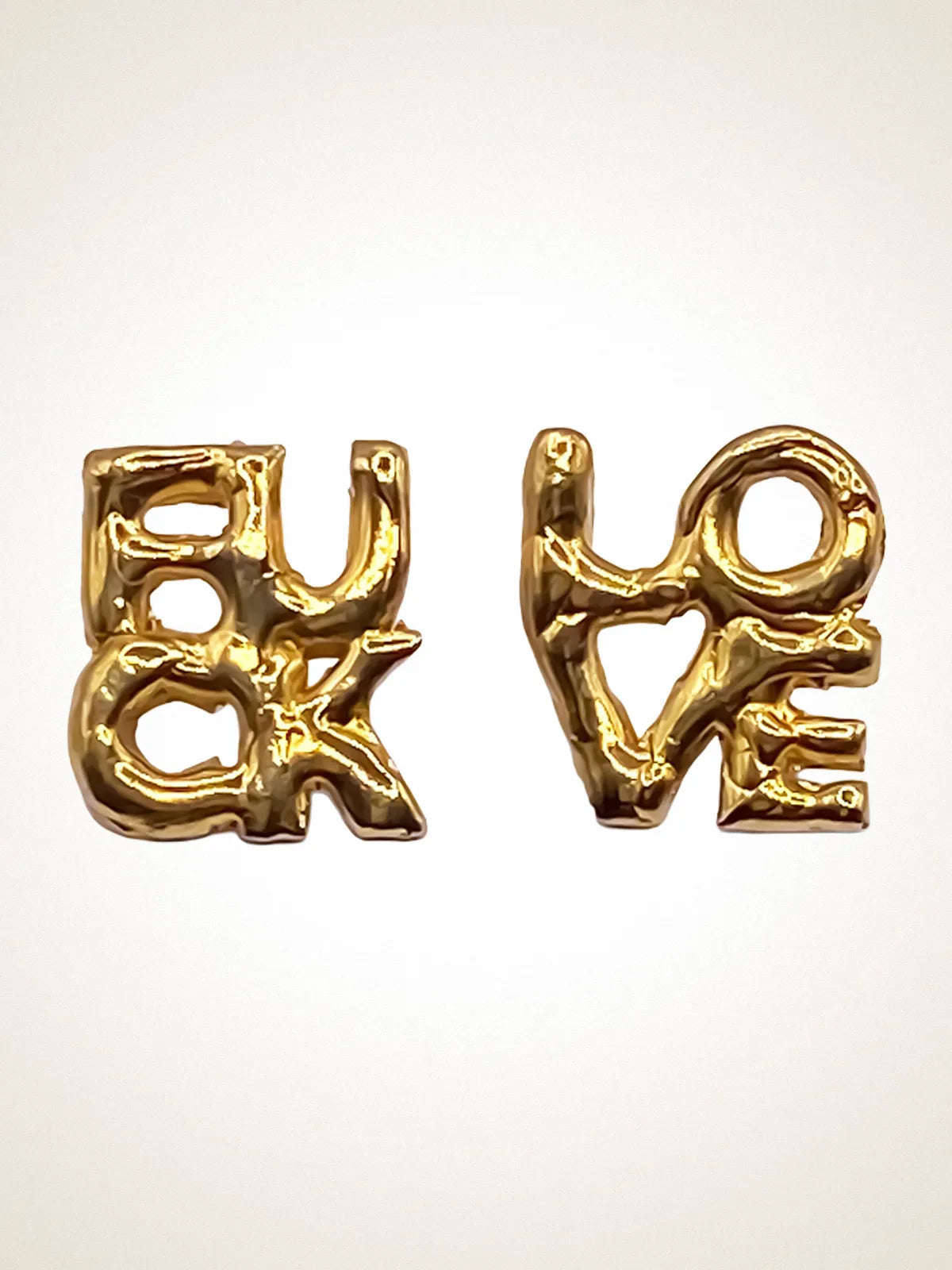 Fuck/Love Earrings unique handcrafted ring, premium metal, beautiful craftsmanship, product detail