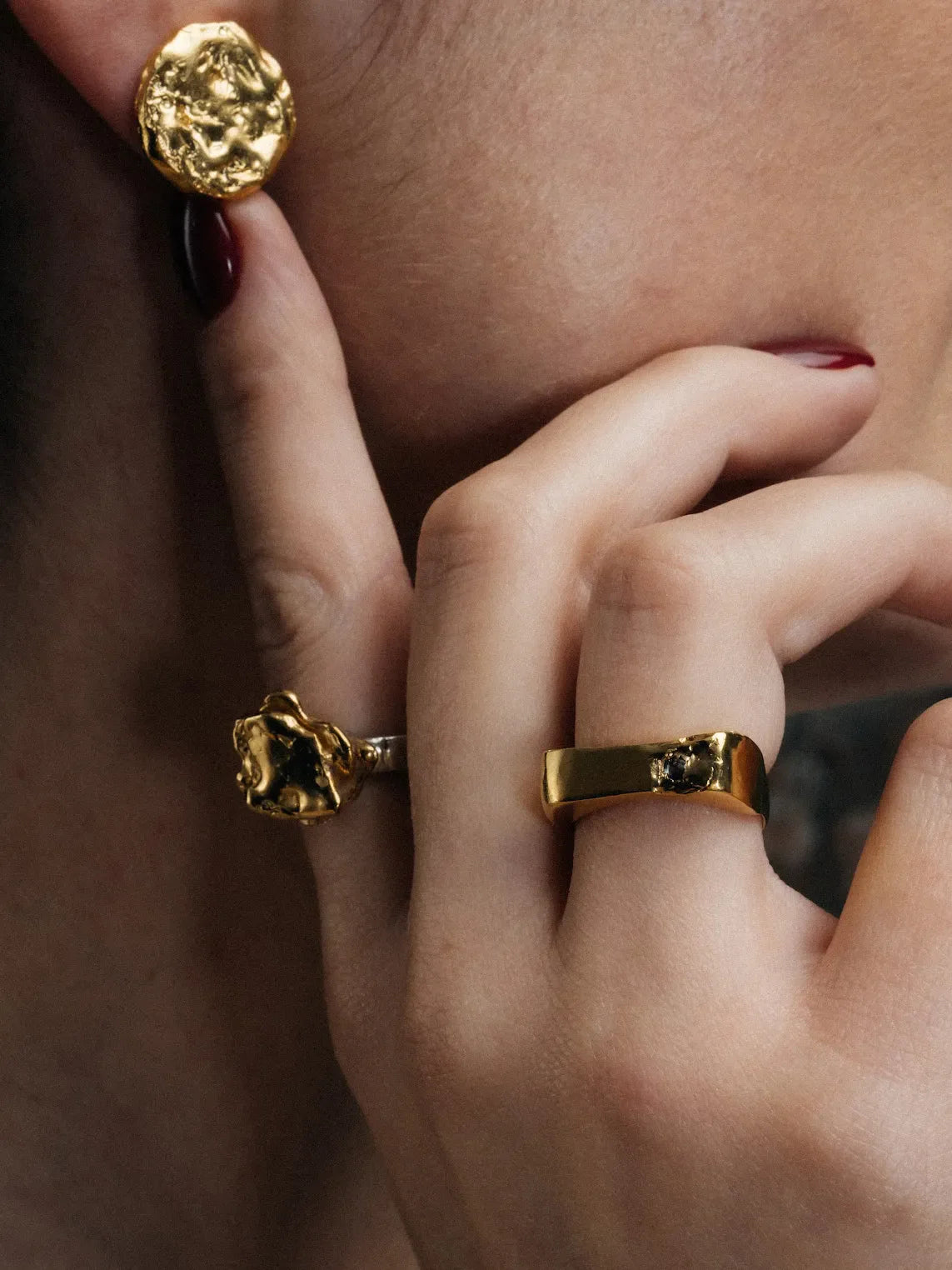 Premium Grace Bow Gem Ring handmade in Sterling silver, classic design, worn view