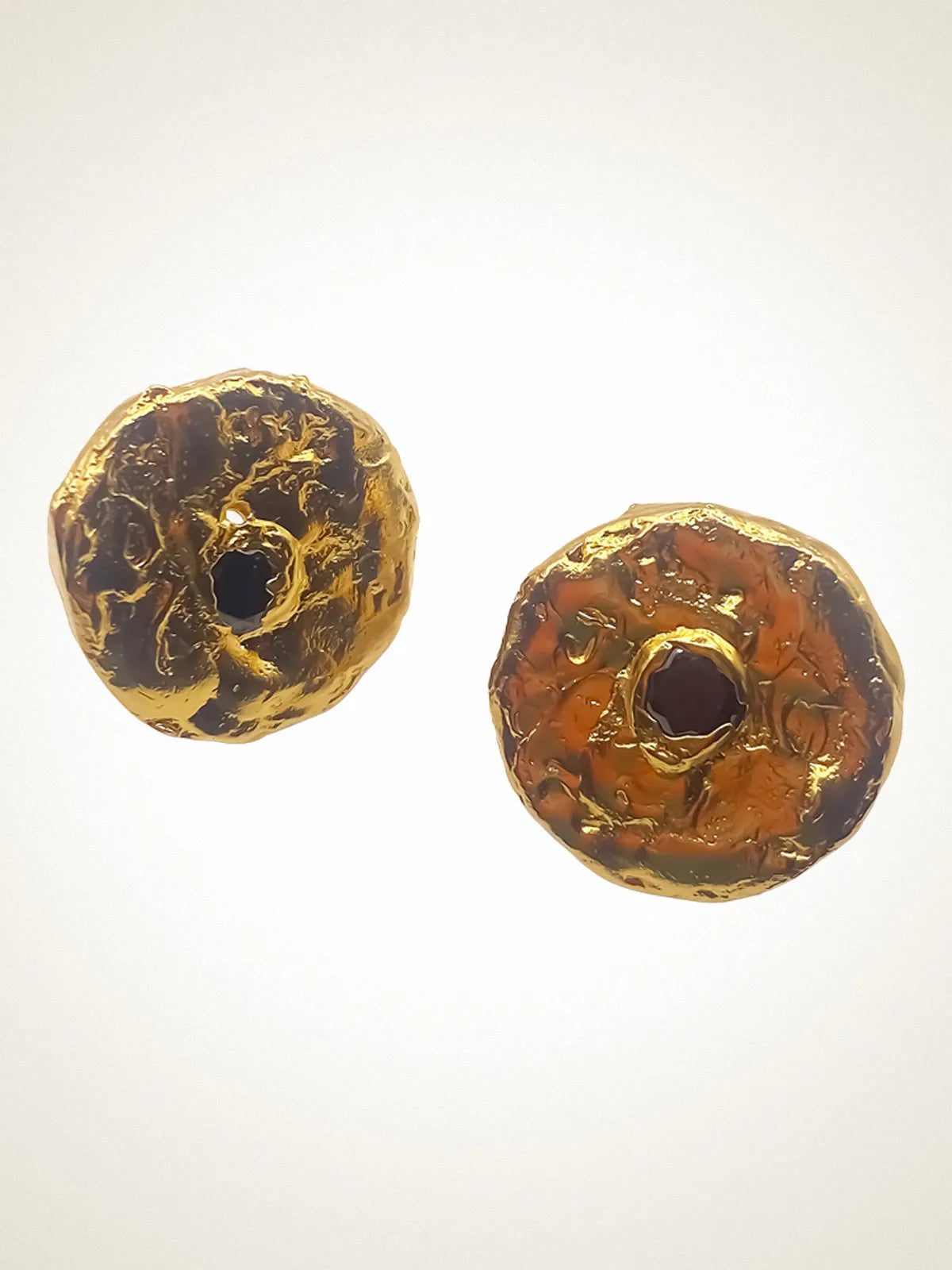 Grain Circle Gem Stud Earrings unique handcrafted ring, Yellow, beautiful craftsmanship, product detail