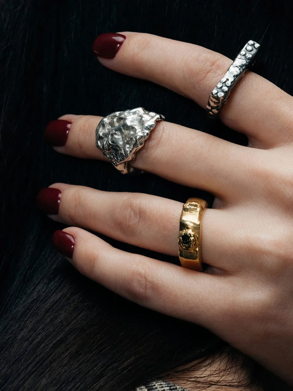 Heather Ring luxury artisan ring in 18ct Gold Vermeil, stunning finish, styled view