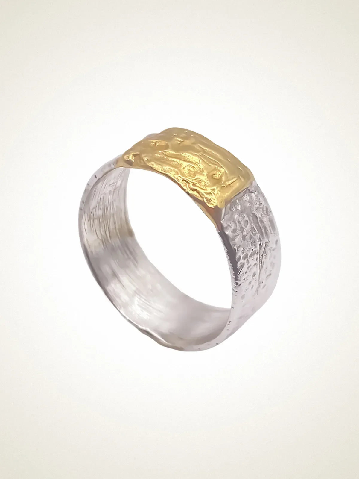 Handmade Strata Ring luxury Sterling silver finish, polished finish, full view