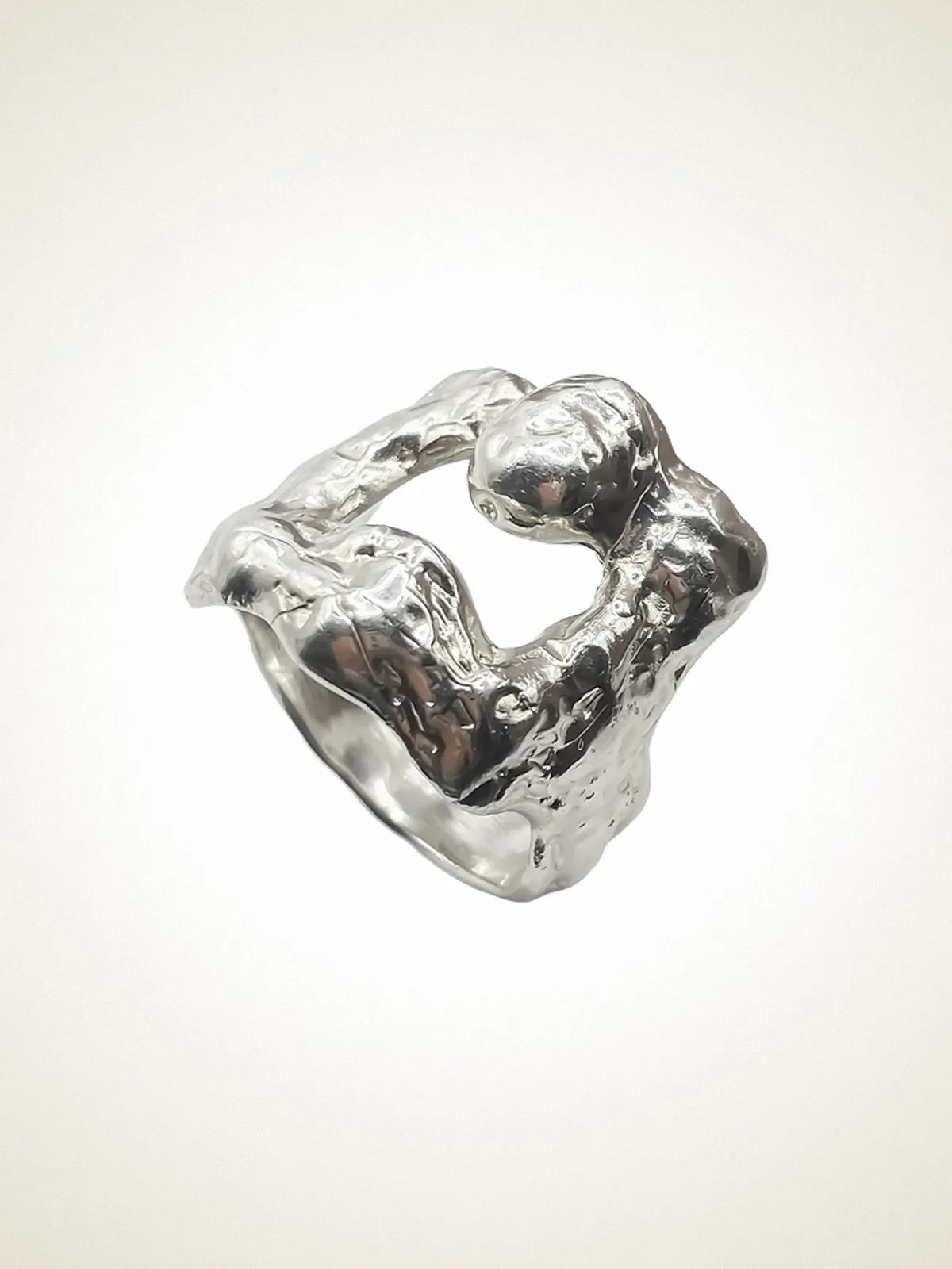 Handmade Mask Ring luxury Sterling silver finish, polished finish, full view