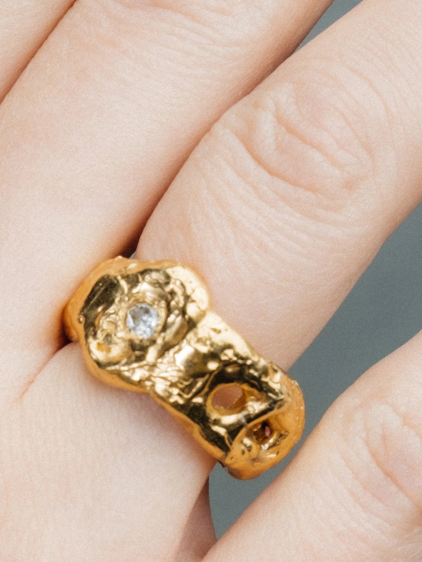 Eclipse Cutout Gem Ring artisan designer ring in premium metal, chic style, different perspective