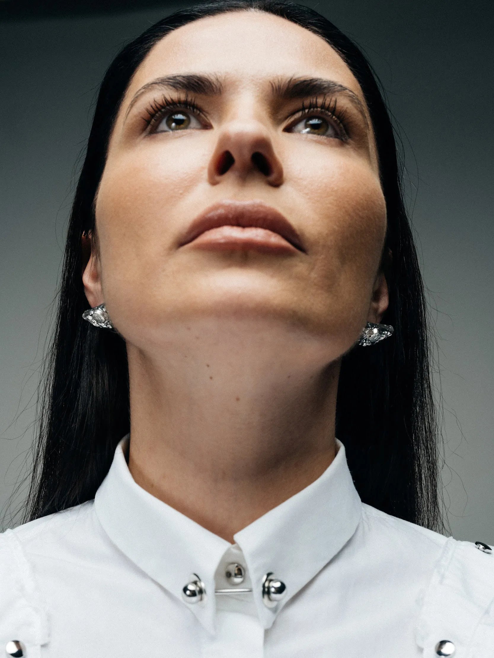 Premium Half Moon Earrings handmade in premium metal, classic design, worn view