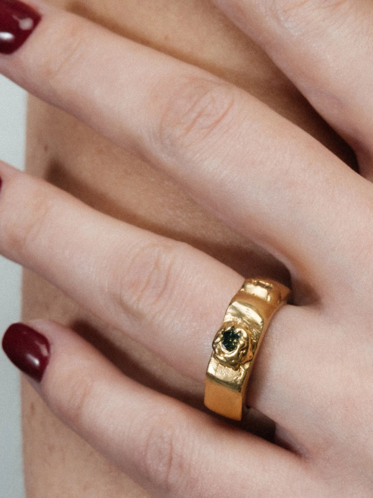 Wonky Nut Ring handmade luxury ring, With Texture finish, sophisticated style, close-up