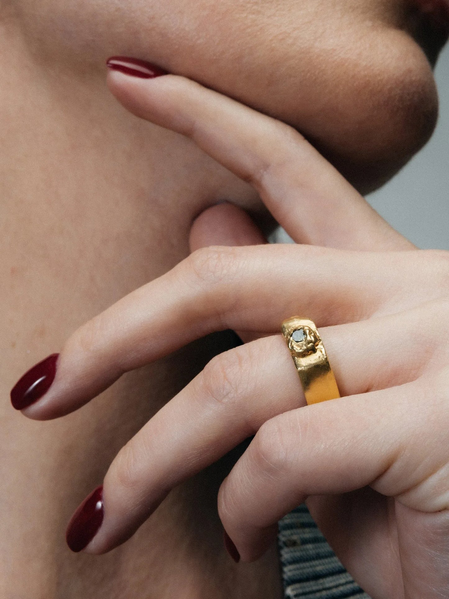 Wonky Nut Ring designer ring in Silver Black & Orange Gemstone, premium quality, side view