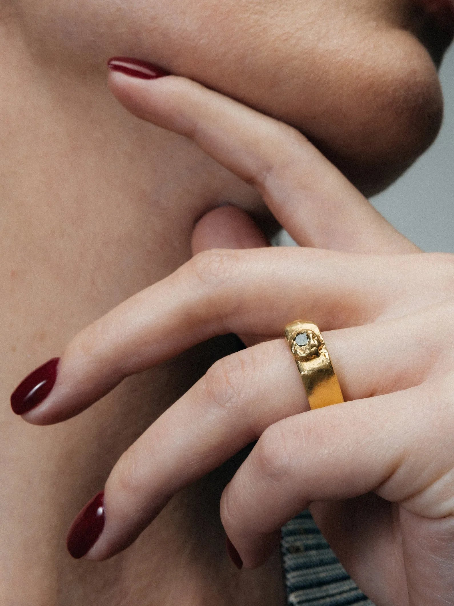 Wonky Nut Ring designer ring in Silver Black & Orange Gemstone, premium quality, side view