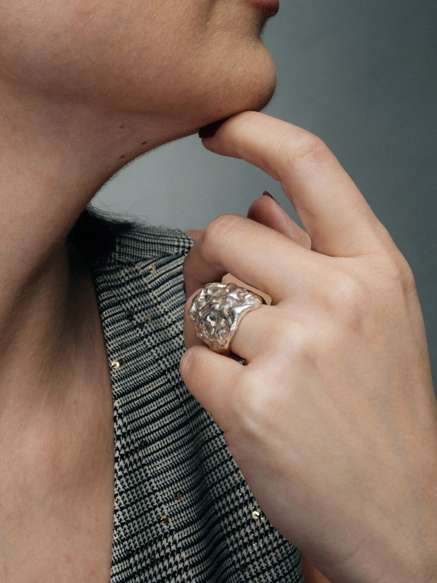 Heather Ring designer ring in premium metal, premium quality, side view