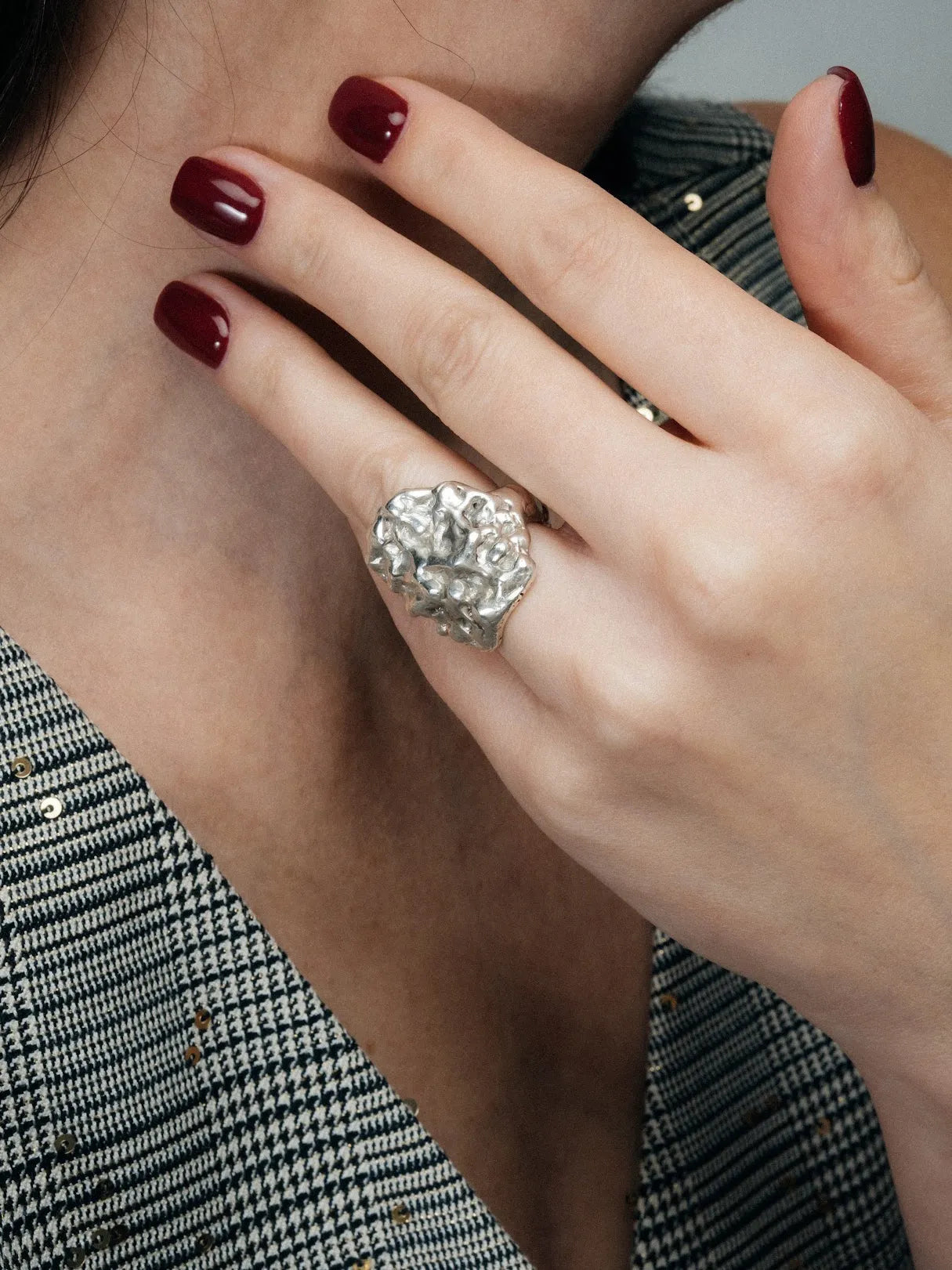 Handmade Heather Ring luxury jewelry, Sterling silver, luxurious look, front view