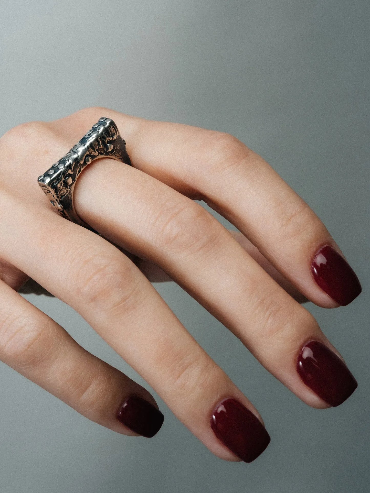 Slender Textured Ring artisan crafted ring in 18ct Gold Vermeil, timeless style, lifestyle shot