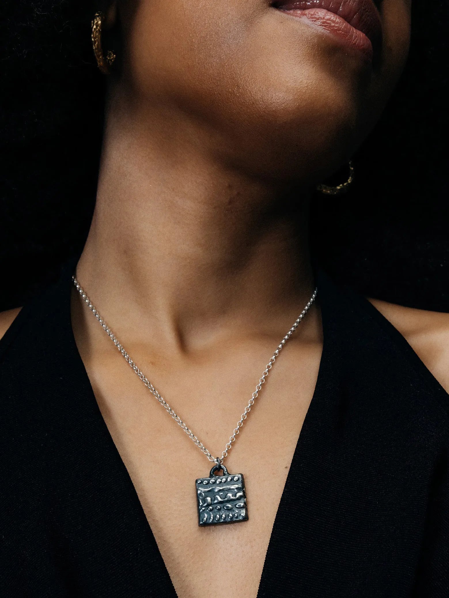 Dotty Necklace artisan crafted necklace in premium metal, timeless style, lifestyle shot