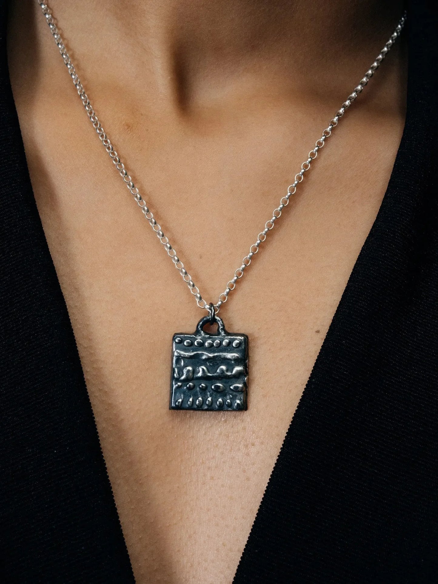 Premium Dotty Necklace handmade in premium metal, classic design, worn view