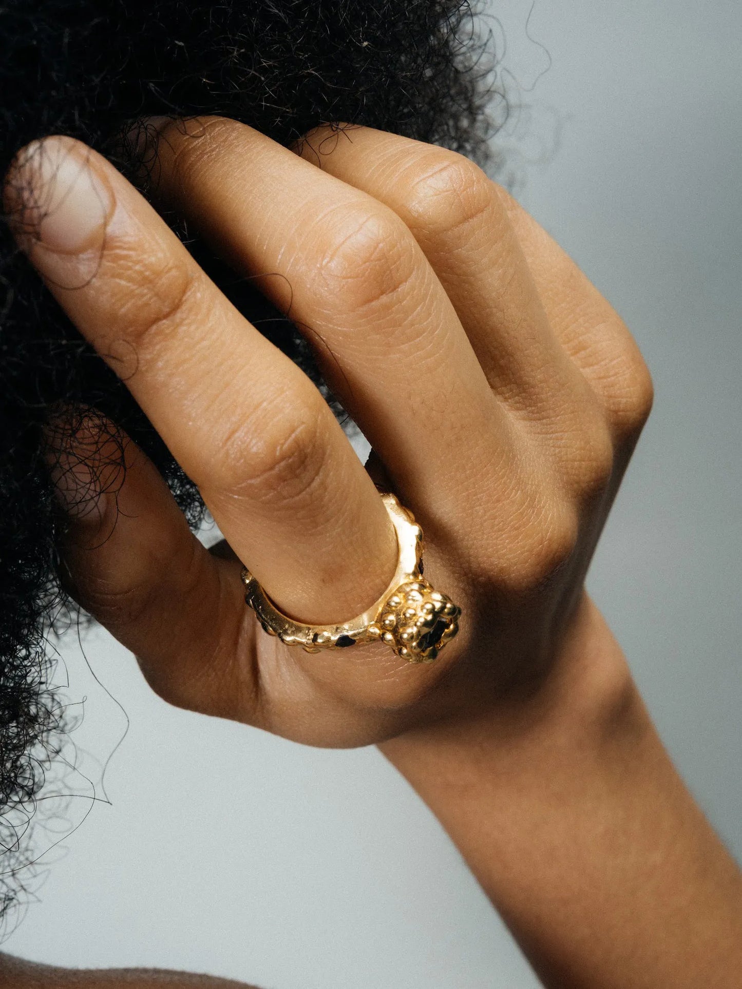 Artisan Orbit Gem Ring in premium Sterling silver, refined finish, angle view