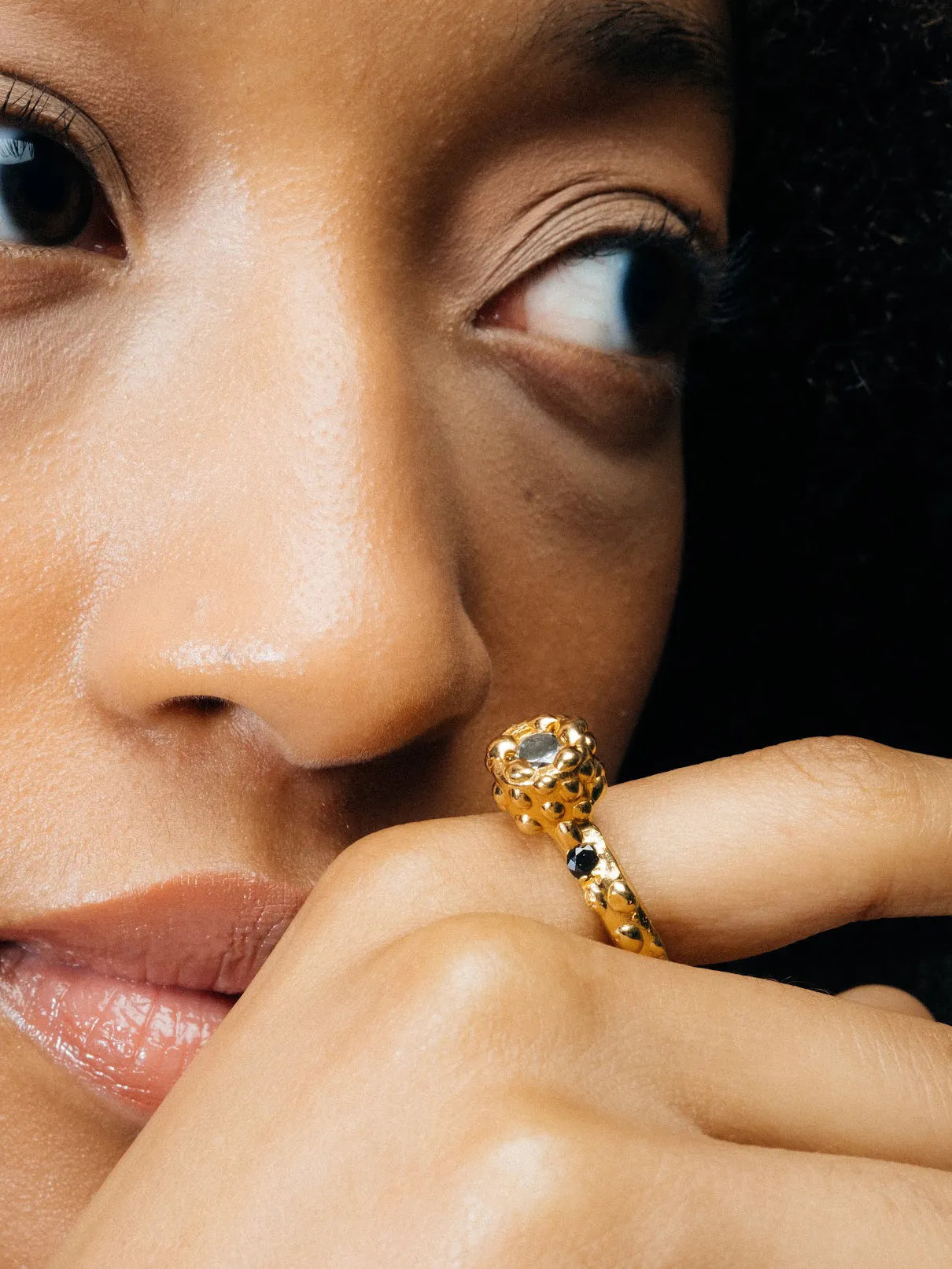 Orbit Gem Ring designer ring in 18ct Gold Vermeil, premium quality, side view