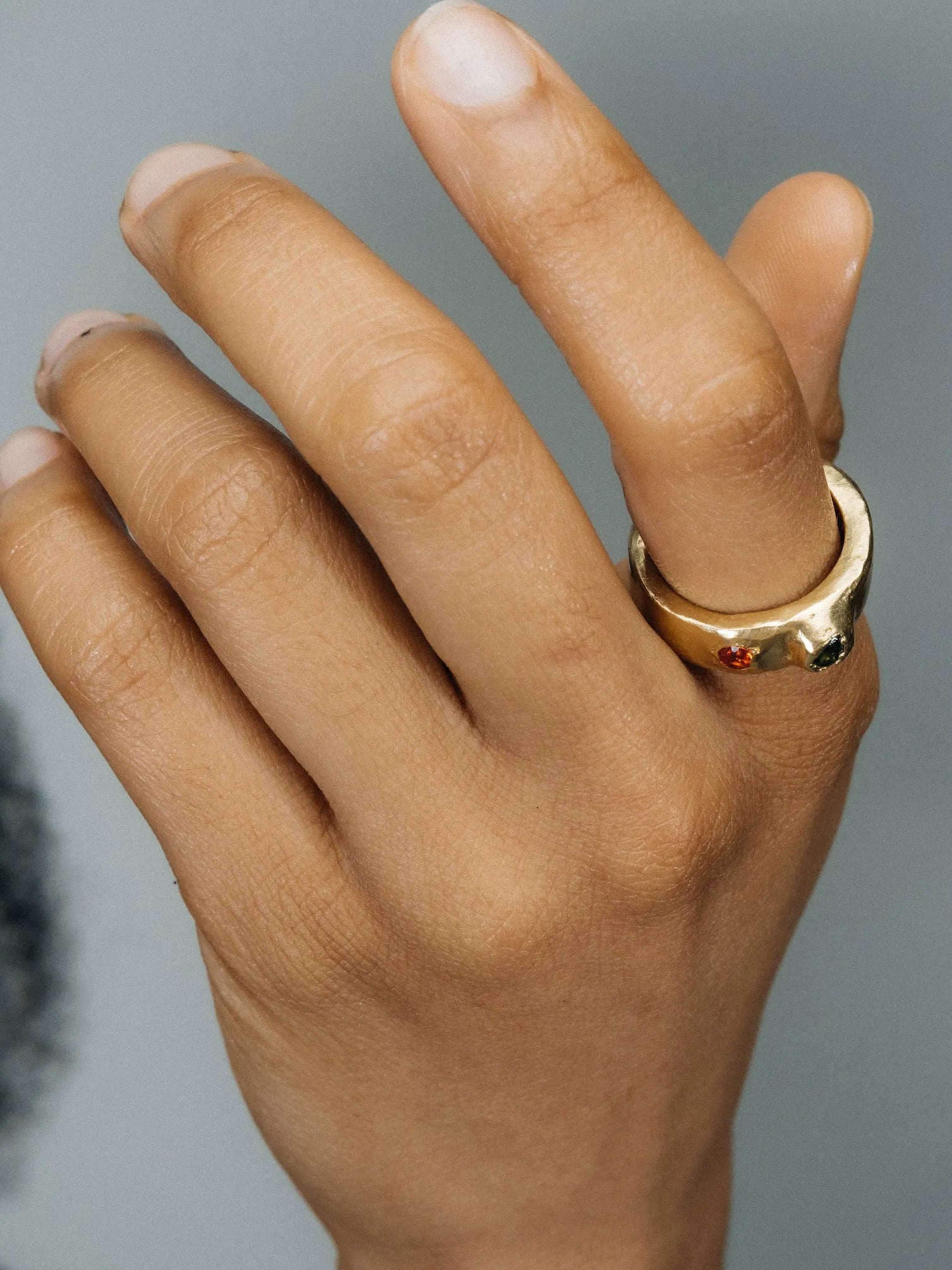 Handmade Thickems Band Gem Ring luxury jewelry, Sterling silver, luxurious look, front view