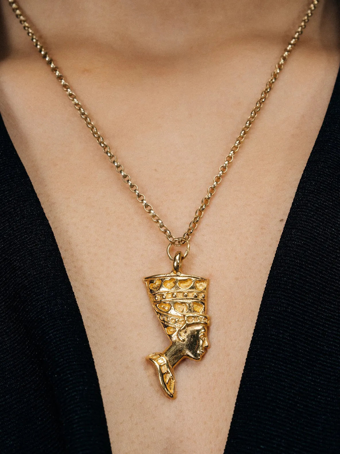 Nefertiti Necklace designer necklace in premium metal, premium quality, side view