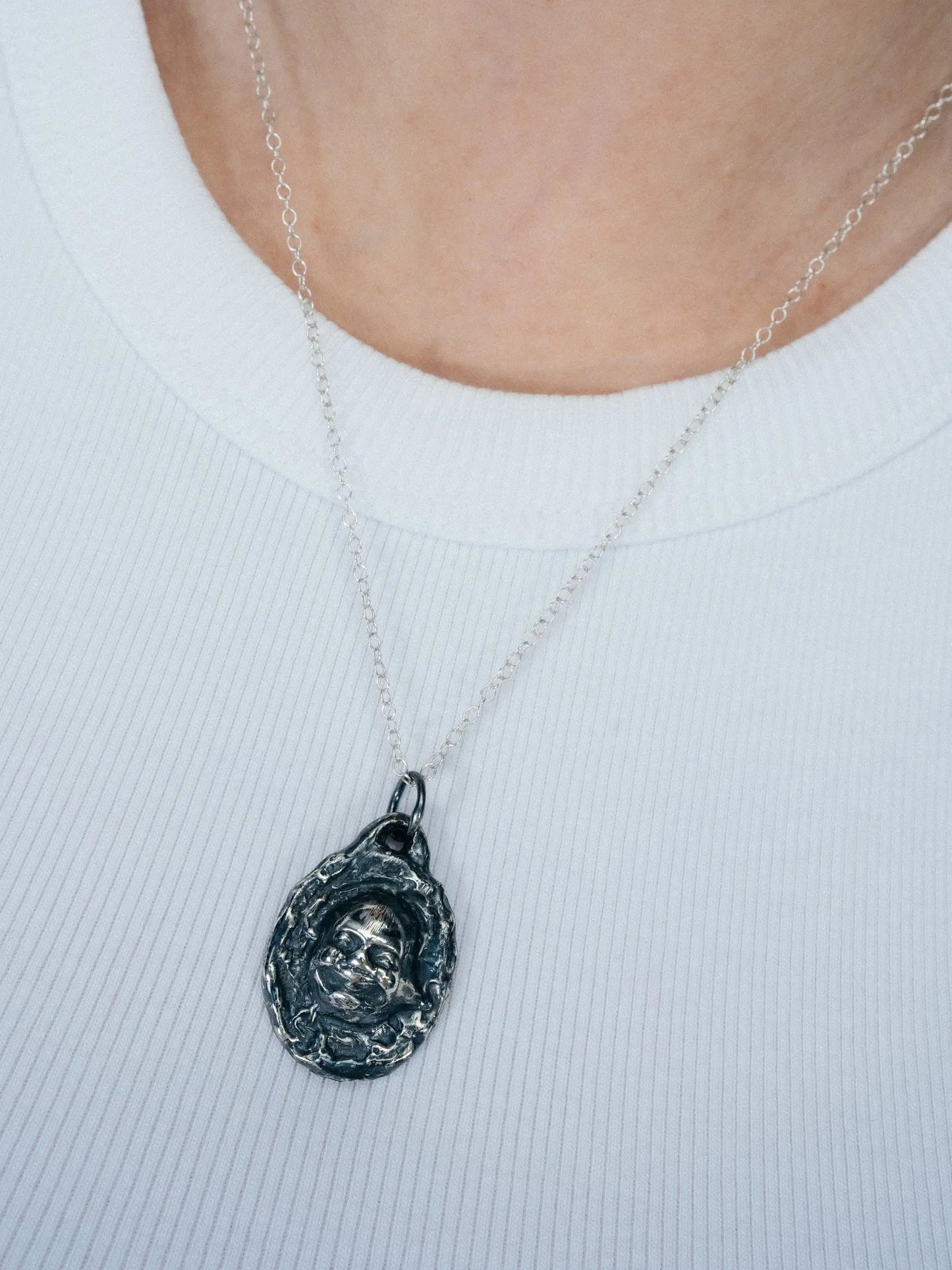 Buddha Face Necklace handmade luxury necklace, 18ct Gold Vermeil finish, meditation jewelry, close-up