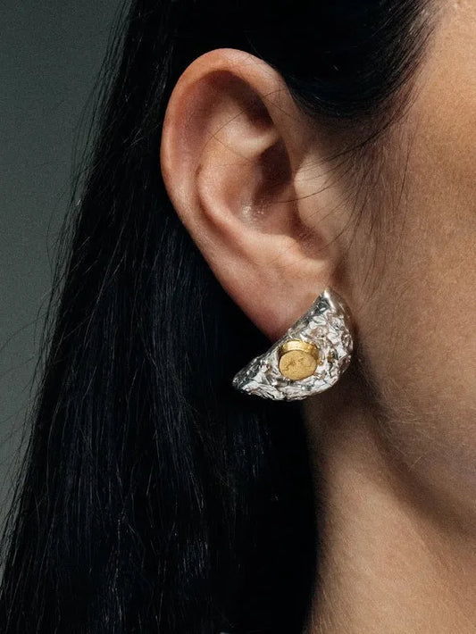 Handcrafted Half Moon Earrings in premium metal, artisan jewelry, elegant design