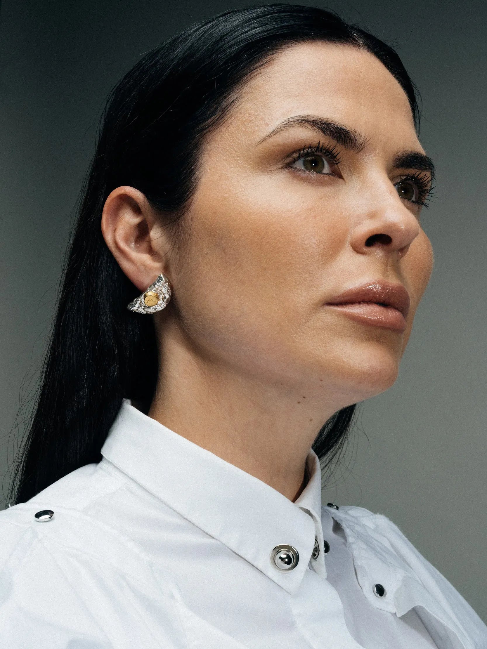 Half Moon Earrings designer ring in premium metal, premium quality, side view