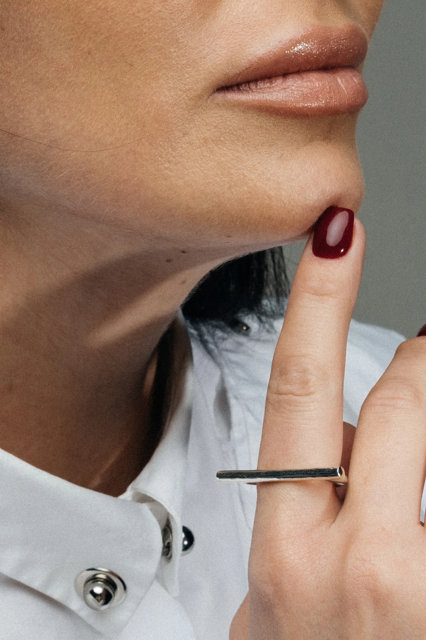 Designer Bar Ring in Sterling silver, handmade jewelry, exquisite detail, alternate angle