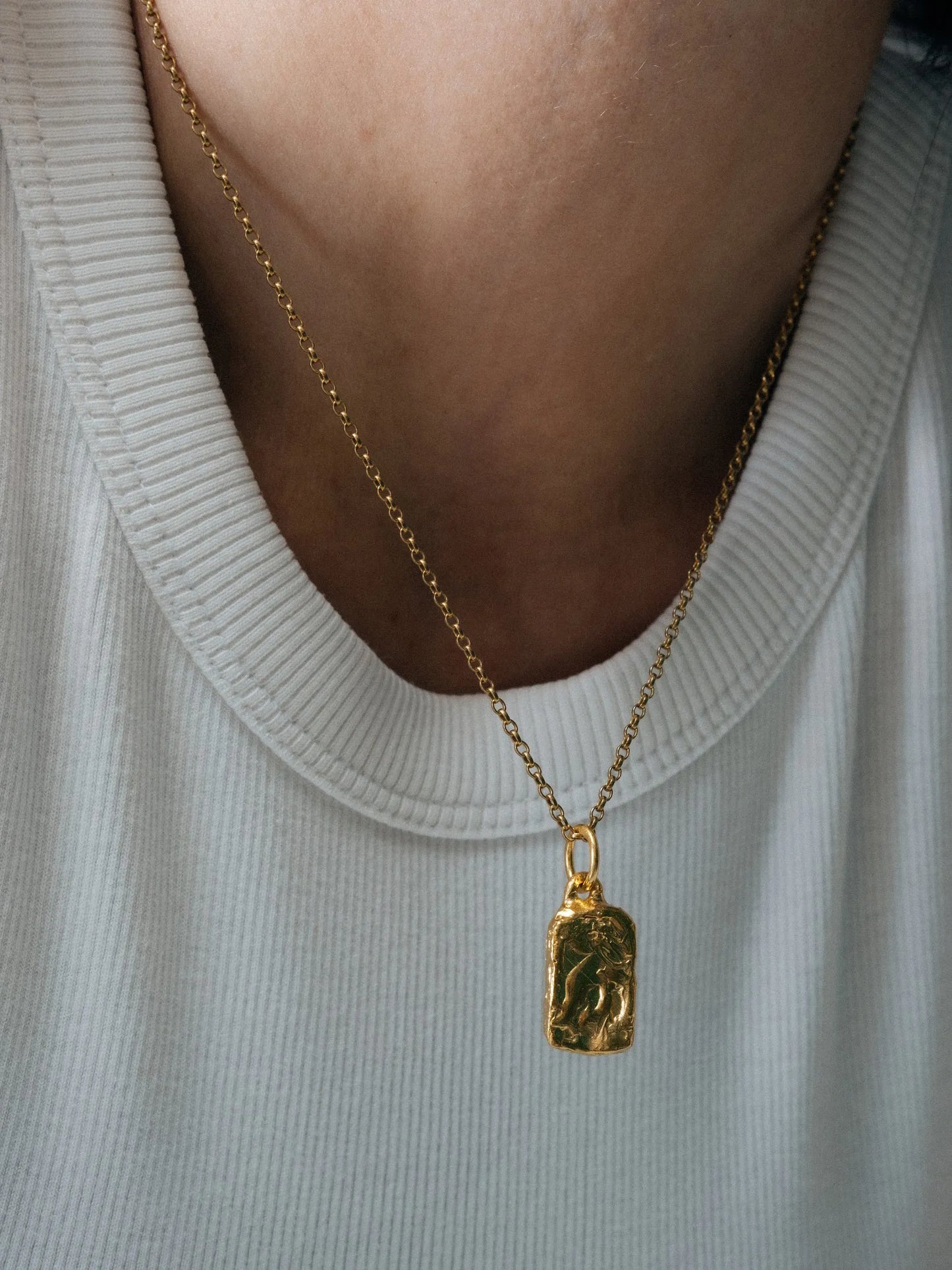 Handcrafted Rectangular Sculpted Necklace premium premium metal jewelry, graceful design, product shot