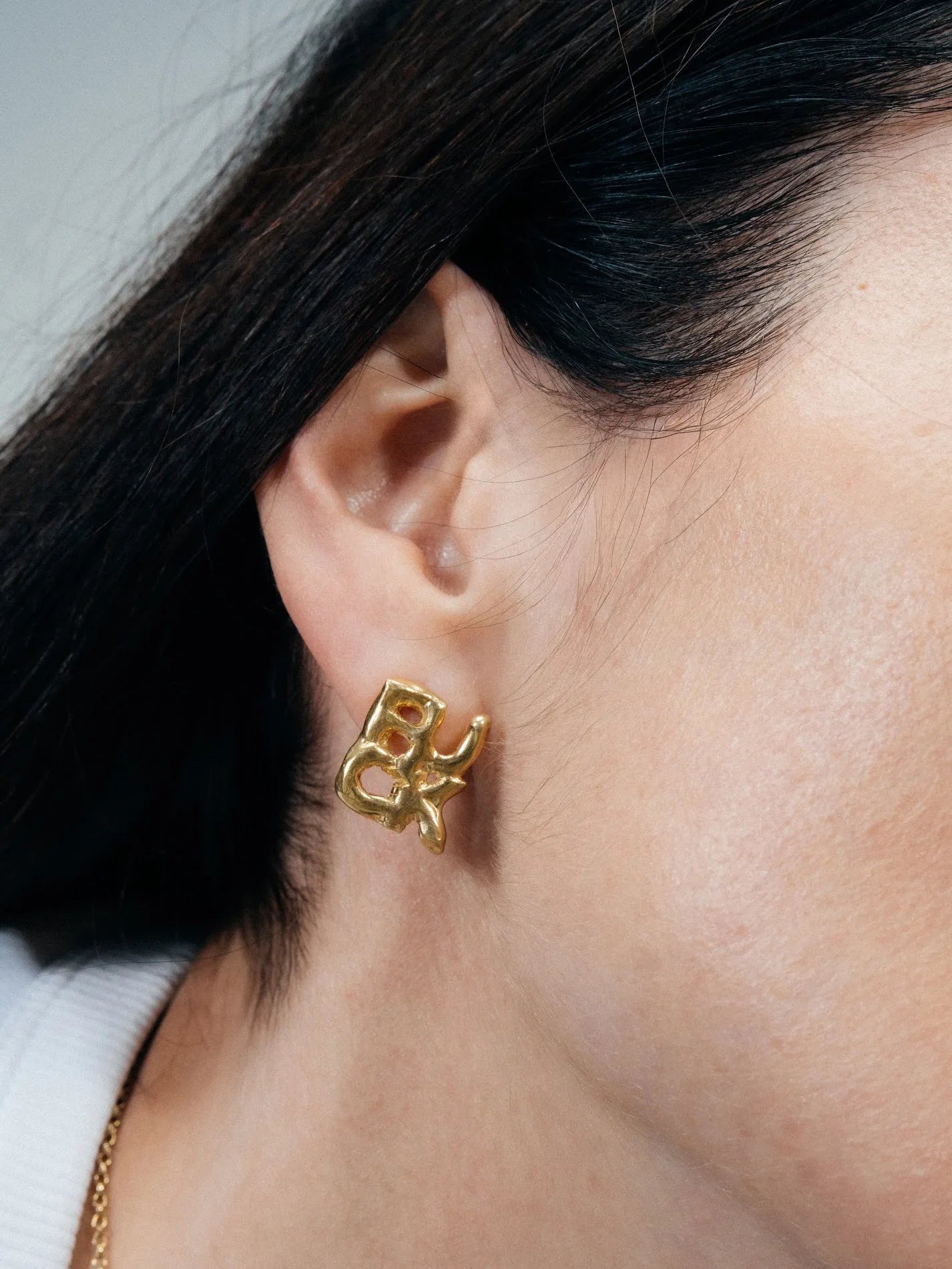 Fuck/Love Earrings designer ring in premium metal, premium quality, side view