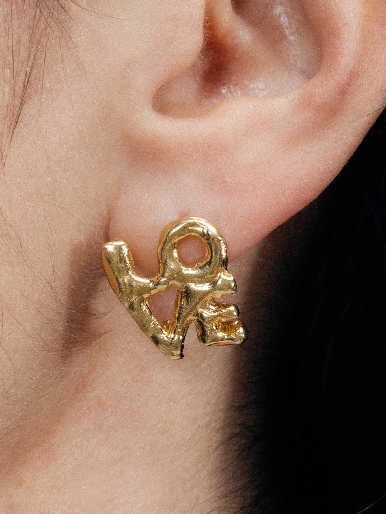 Handcrafted Fuck/Love Earrings in premium metal, artisan jewelry, elegant design