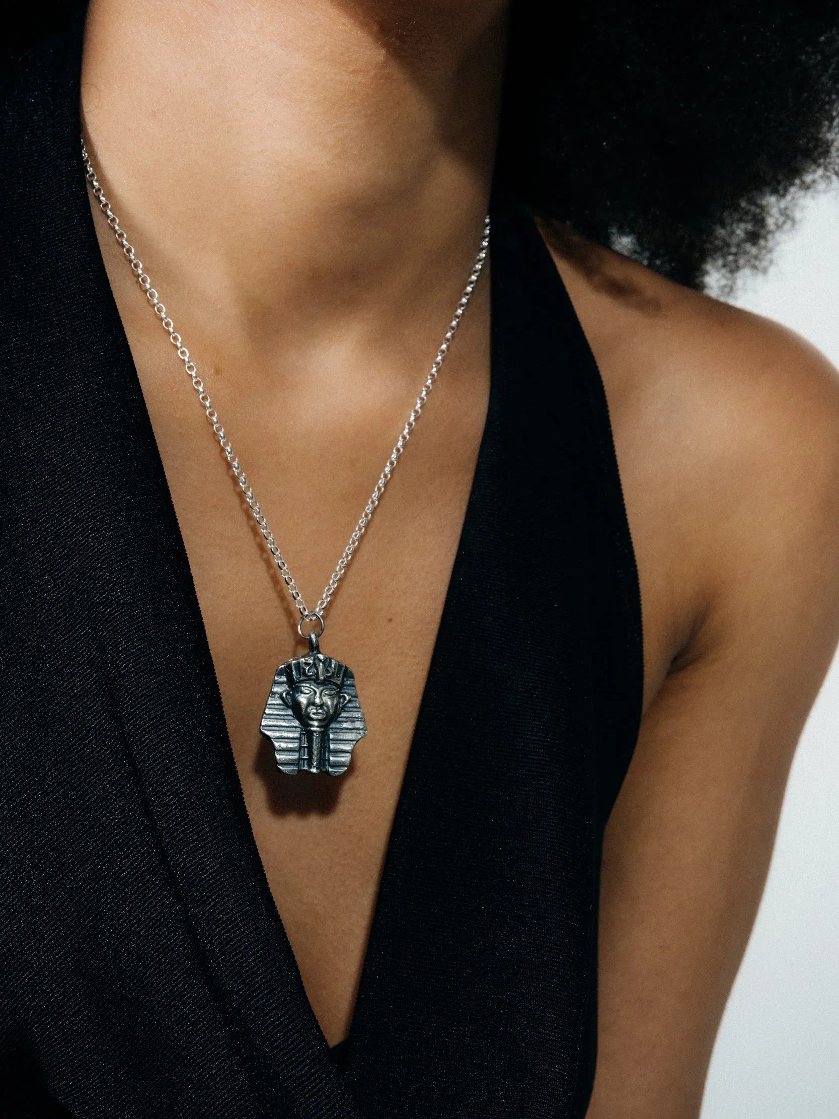 Pharaoh Necklace handmade luxury necklace, Patina finish, sophisticated style, close-up