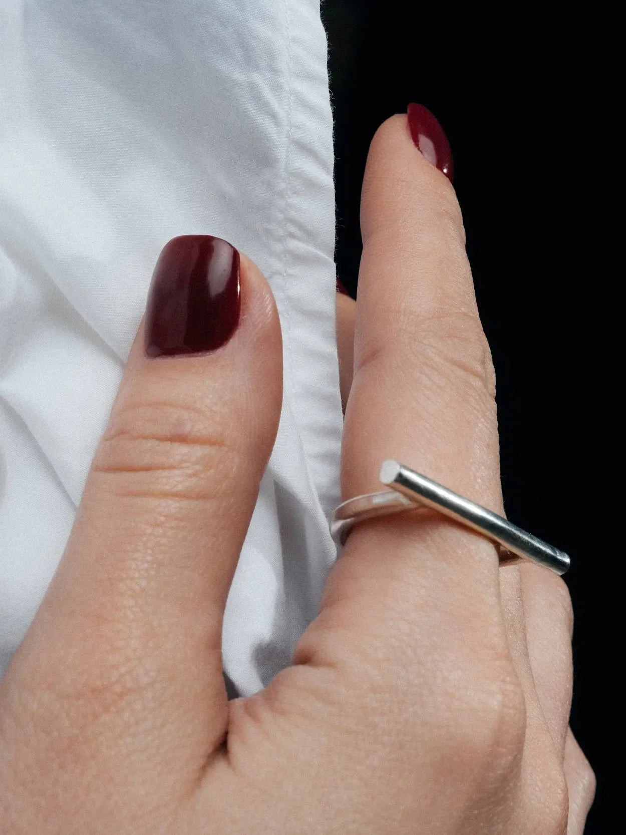 Bar Ring handmade luxury ring, Sterling silver finish, sophisticated style, close-up