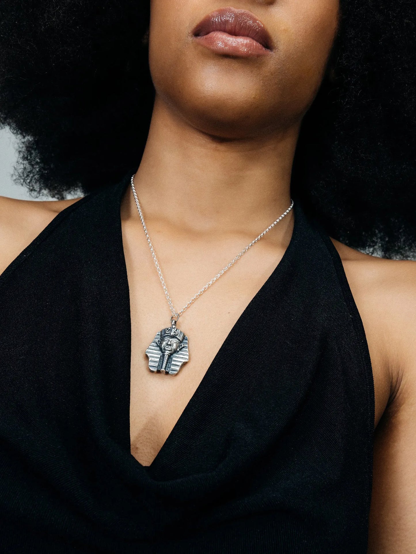 Artisan Pharaoh Necklace in premium Patina, refined finish, angle view